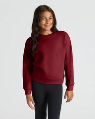 Girls Black & Dark Maroon Slouch Pullover Crew 2-Pack
