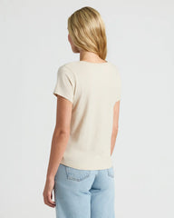 Womens Oatmeal Relaxed Slub V-Neck Tee 4-Pack