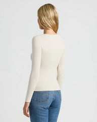 Womens Oatmeal Ribbed Long Sleeve Scoop Neck Tee 3-Pack