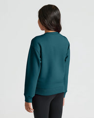 Girls Black & Deep Emerald Slouch Pullover Crew 2-Pack