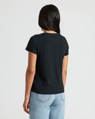 Womens Black Relaxed Slub V-Neck Tee 4-Pack