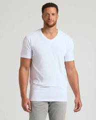 White Short Sleeve Tall Classic V-Neck 3-Pack