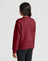 Girls Black & Dark Maroon Slouch Pullover Crew 2-Pack