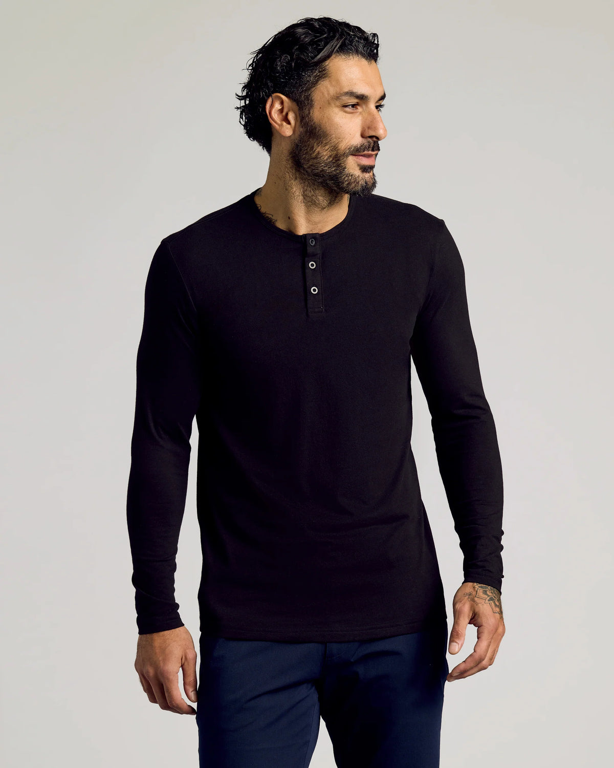 Black Tall Classic Long Sleeve Henley