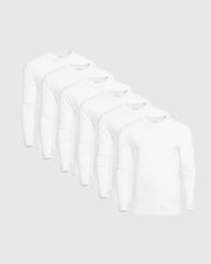 White Classic Long Sleeve Crew Neck 6-Pack