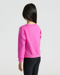 Girls Black & Electric Fuchsia Slouch Pullover Crew 2-Pack