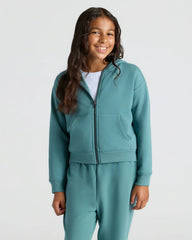 Girls Black & Stormcloud Cropped Zip Hoodie 2-Pack