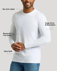 White Classic Long Sleeve Crew Neck 6-Pack