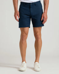 7" Navy Linen Shorts