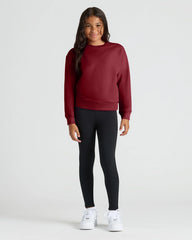 Girls Black & Dark Maroon Slouch Pullover Crew 2-Pack
