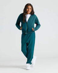 Girls Black & Deep Emerald Cropped Zip Hoodie 2-Pack