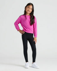 Girls Black & Electric Fuchsia Slouch Pullover Crew 2-Pack