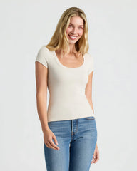 Womens Ribbed U-Neck Tee 3-Pack