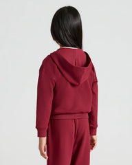 Girls Black & Dark Maroon Cropped Zip Hoodie 2-Pack