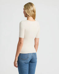 Womens Ribbed 3/4 Sleeve Scoop Neck Tee 3-Pack
